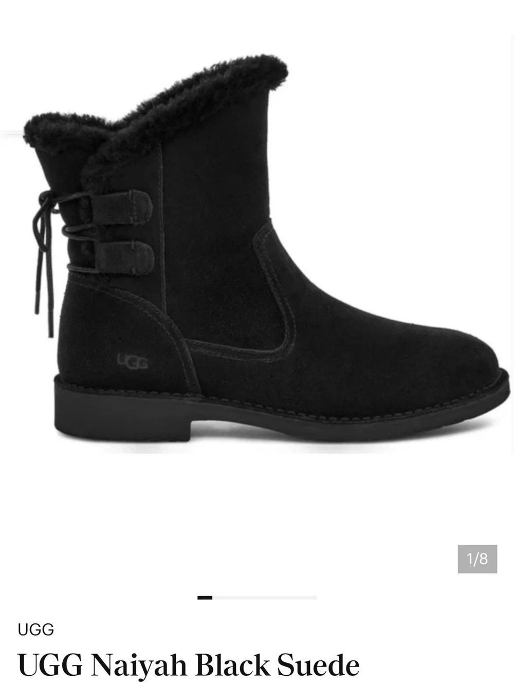 UGG Naiyah Black Suede Shearling-Lined Winter Boot